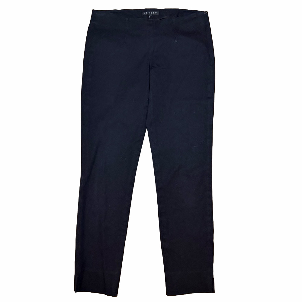 Theory Black Classic Dress Pants Side Zipper Split Hem 4